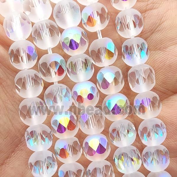 Crystal Glass beads, faceted round, clear AB-color