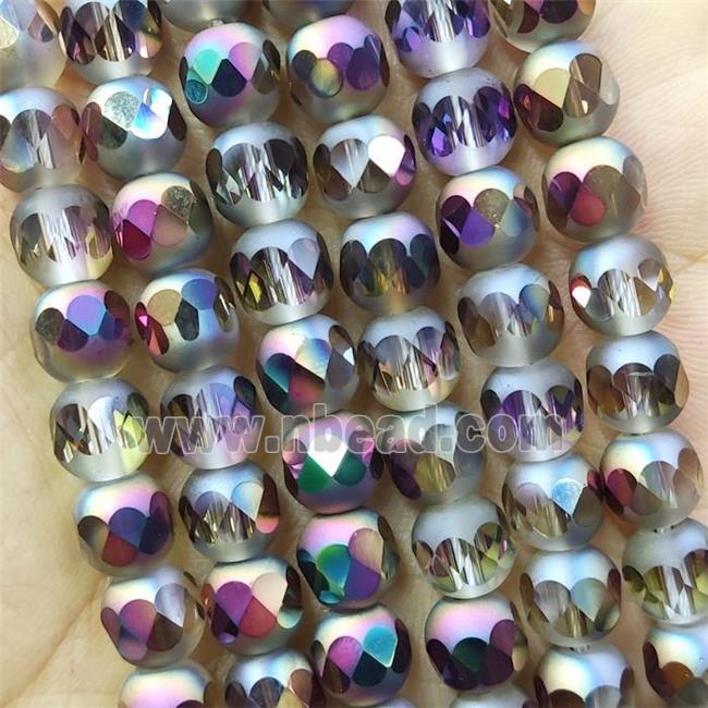 Crystal Glass beads, faceted round, electroplated