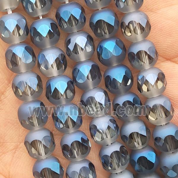 Crystal Glass beads, faceted round, blue electroplated