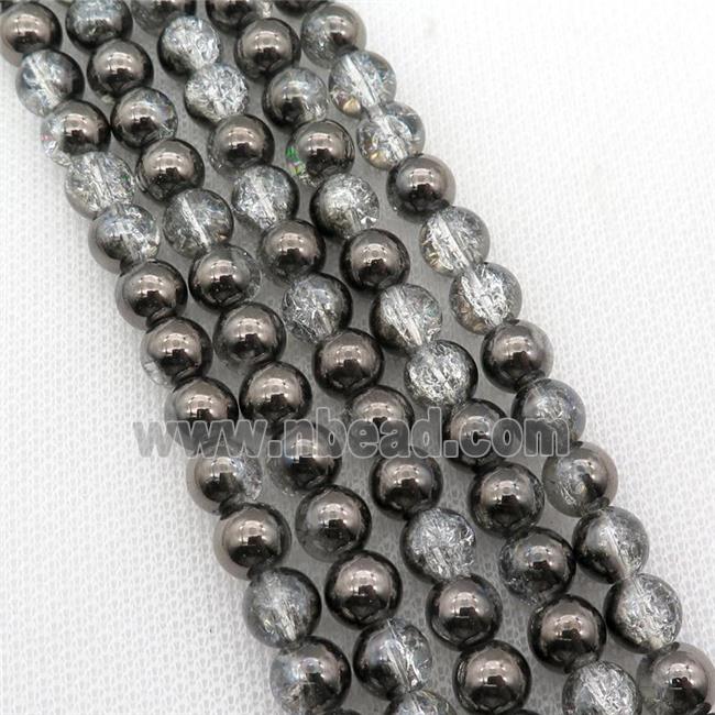 round Crackle Crystal Glass Beads
