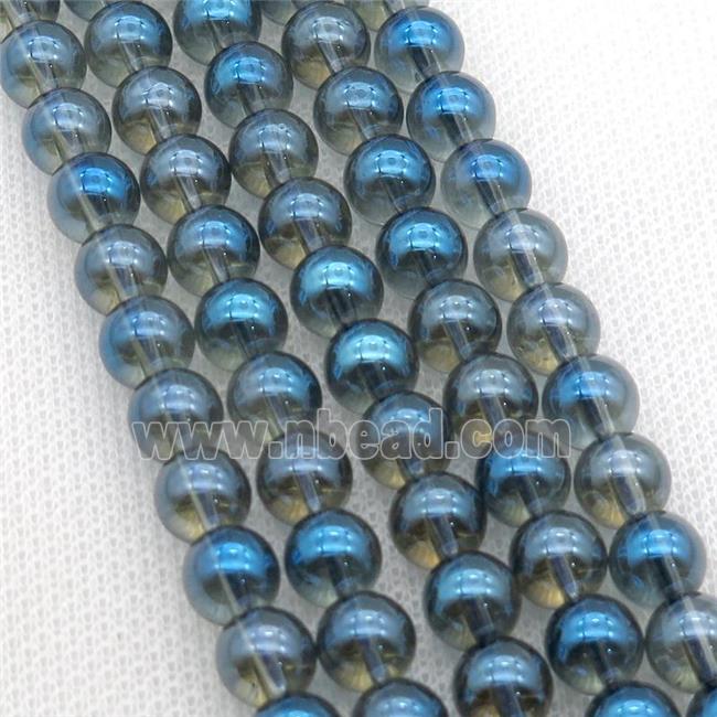 round Crystal Glass Beads, half blue plated