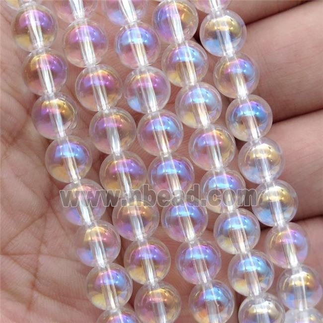 round Crystal Glass Beads, clear AB-color