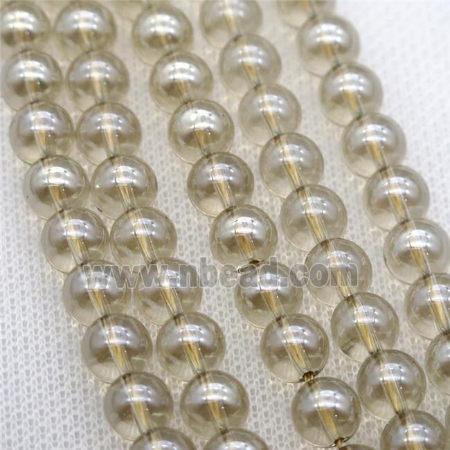 round Crystal Glass Beads, silver champagne