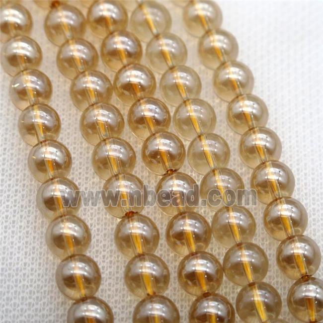 round Crystal Glass Beads, gold champagne