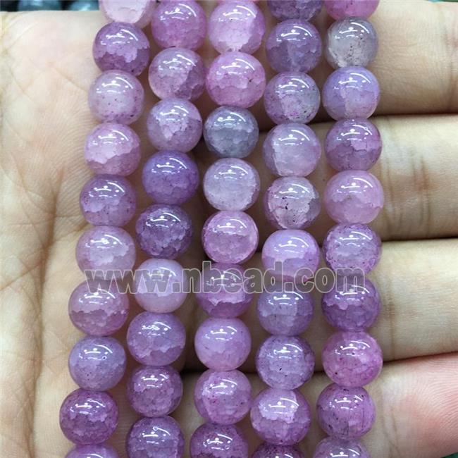 lt.lavender Crackle Glass round Beads