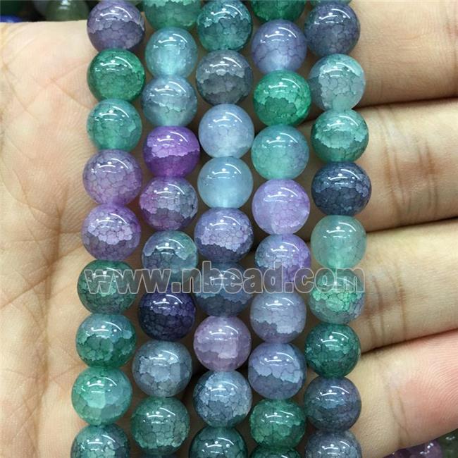 Crackle Glass round Beads, multicolor