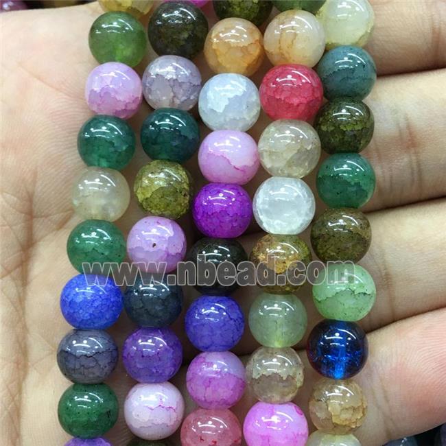 Crackle Glass round Beads, mixed color