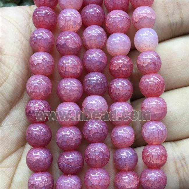 pink Crackle Glass round Beads