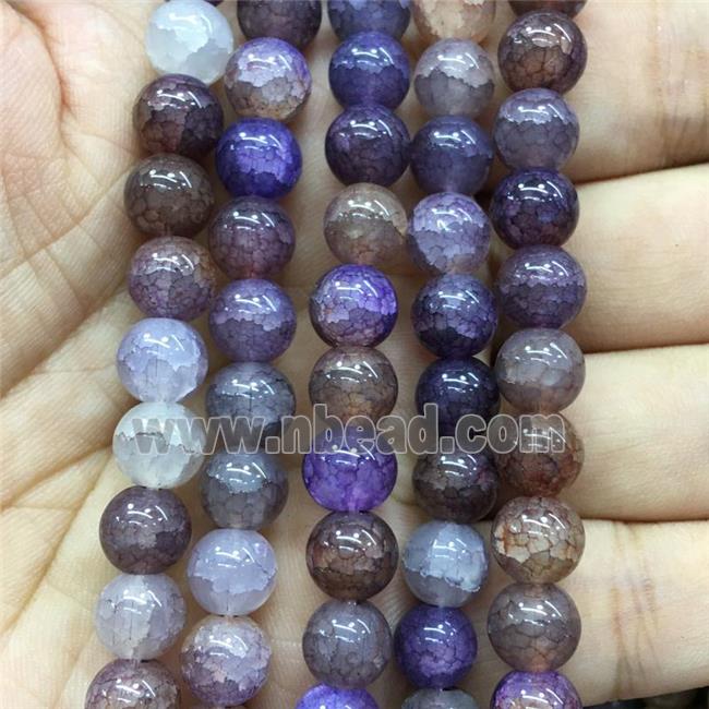 purple Crackle Glass round Beads