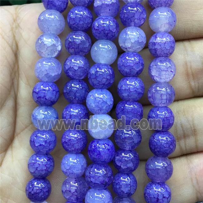 lavender Crackle Glass round Beads