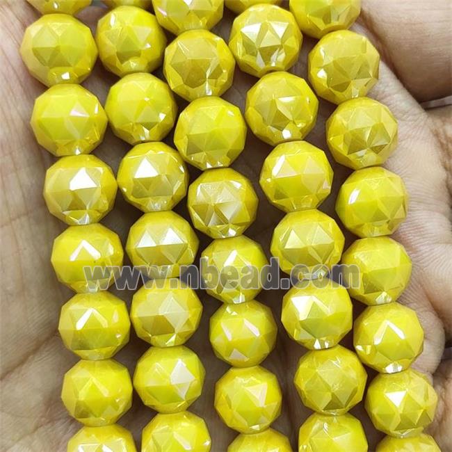 yellow Jadeite Glass Beads, faceted round