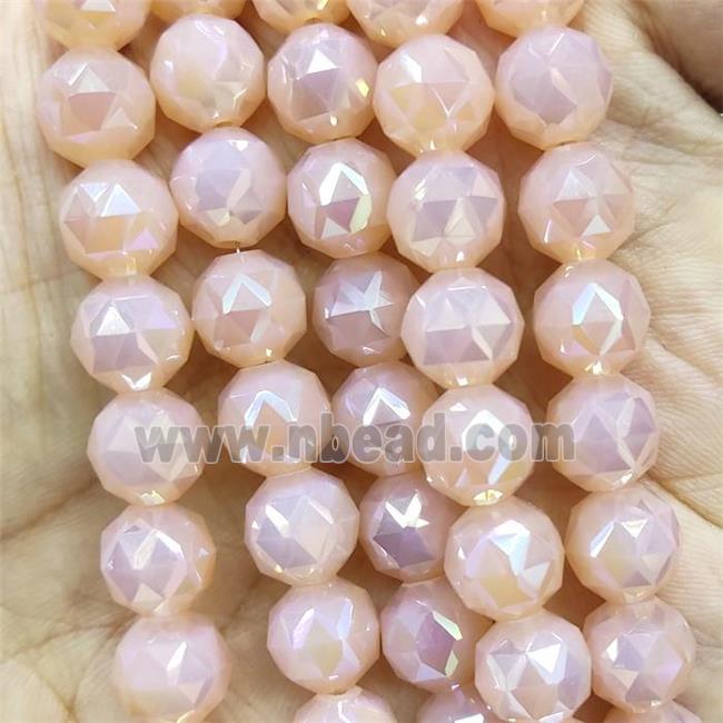 peach Jadeite Glass Beads, faceted round