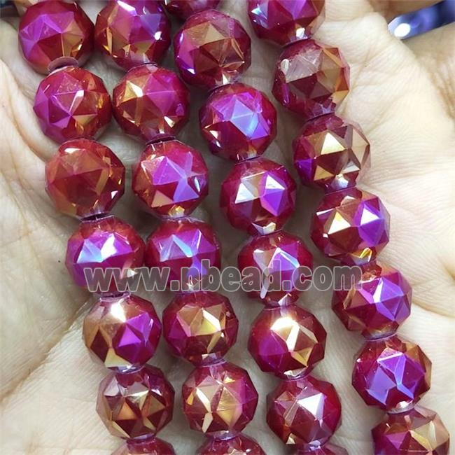 deepRed Jadeite Glass Beads, faceted round