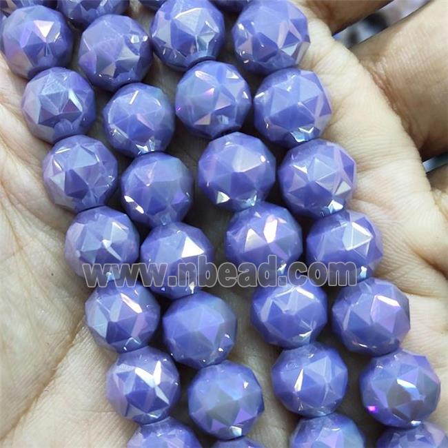 purple Jadeite Glass Beads, faceted round