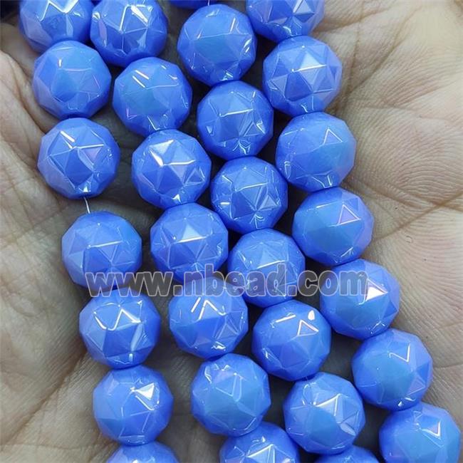 blue Jadeite Glass Beads, faceted round