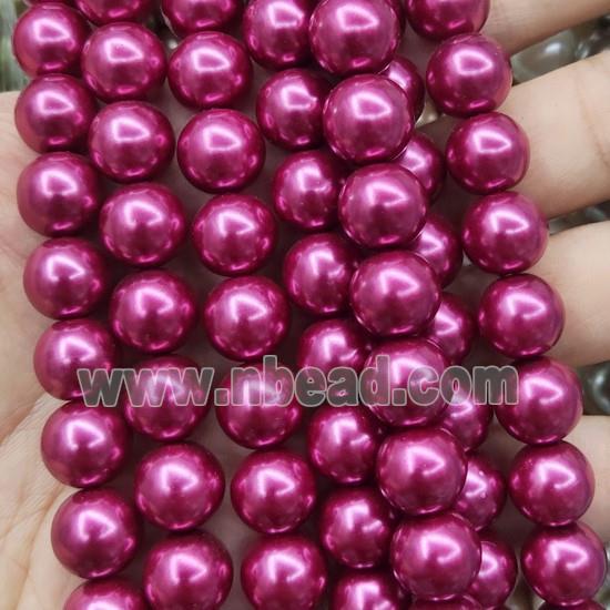 fuchsia Pearlized Glass Beads, round
