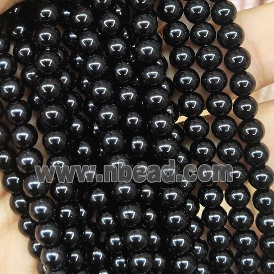 black Pearlized Glass Beads, round