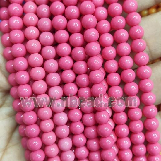 pink Lacquered Glass Beads, round