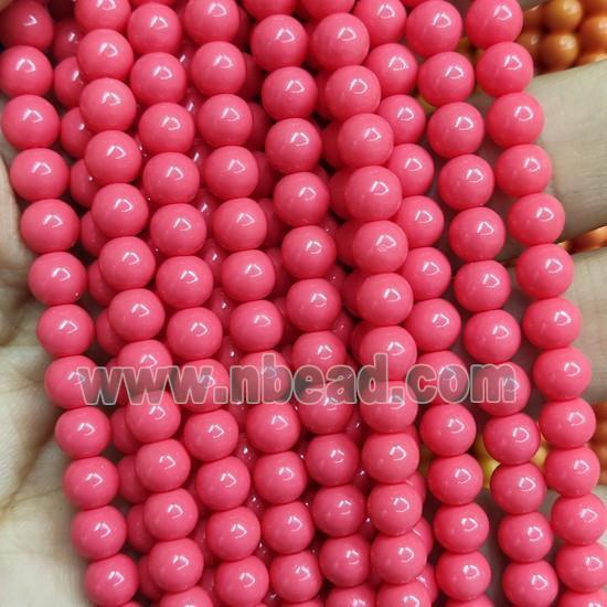 red Lacquered Glass Beads, round