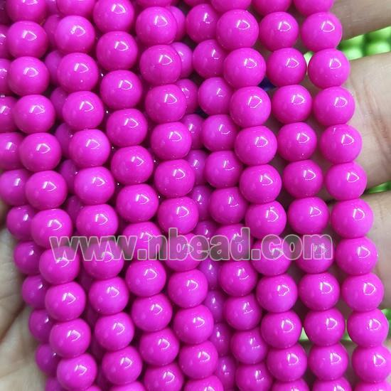 hotpink Lacquered Glass Beads, round