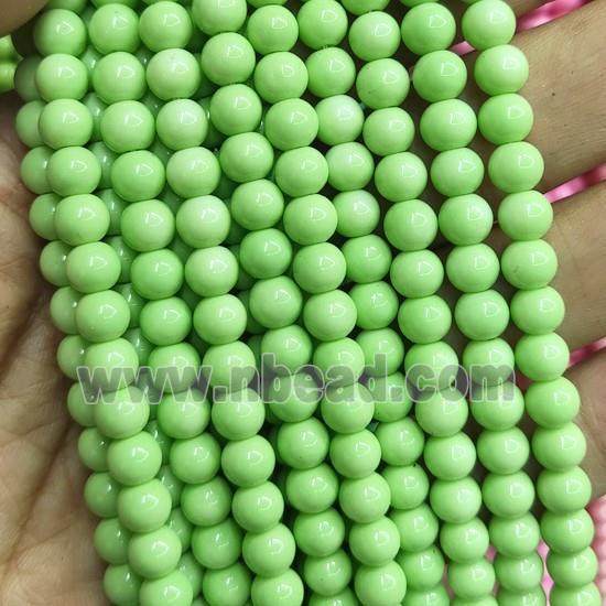 green Lacquered Glass Beads, round