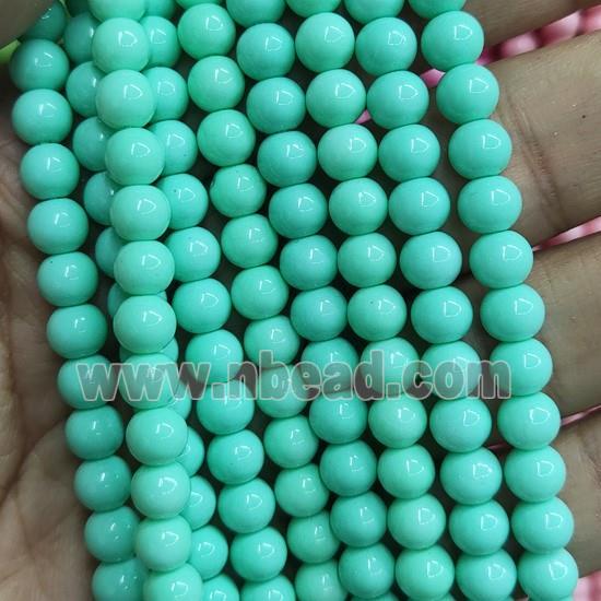 mint green Lacquered Glass Beads, round