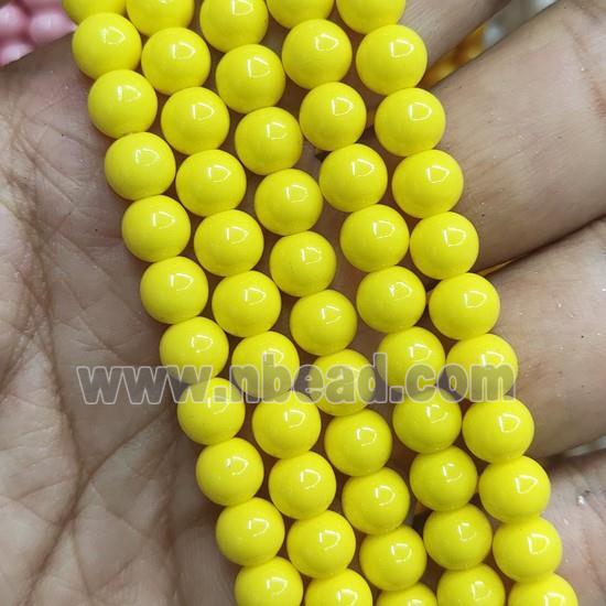 yellow fire Lacquered Glass Beads, round
