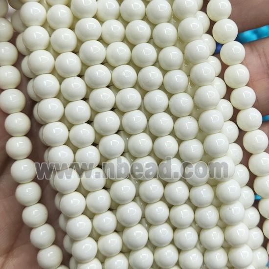 IvoryWhite Lacquered Glass Beads Smooth Round