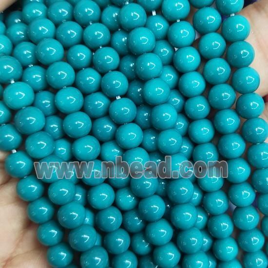 teal fire Lacquered Glass Beads, round