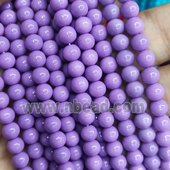 lavender fire Lacquered Glass Beads, round