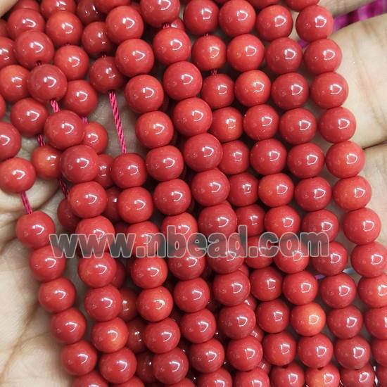 redCoral fire Lacquered Glass Beads, round