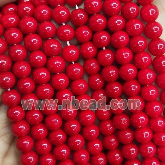 red fire Lacquered Glass Beads, round