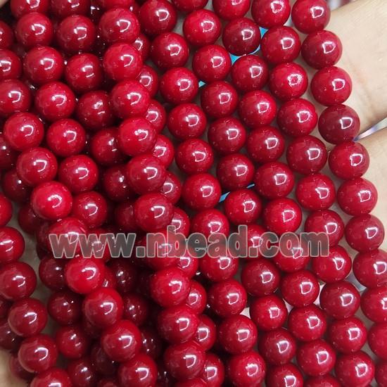 dp.Red fire Lacquered Glass Beads, round