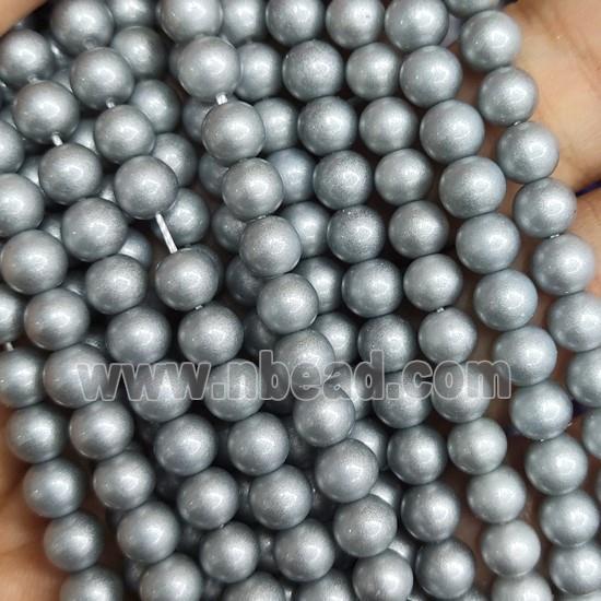 silvergray Lacquered Glass Beads, round