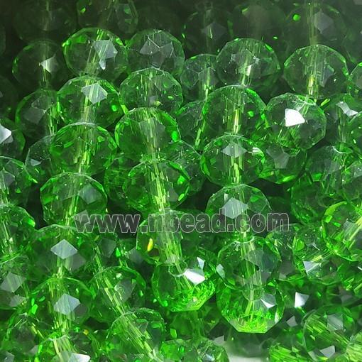 Green Chinese Crystal Glass Beads Faceted Rondelle