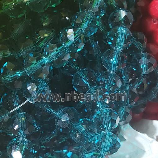 Peacockblue Chinese Crystal Glass Beads Faceted Rondelle