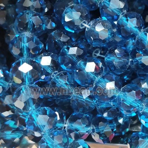 Blue Chinese Crystal Glass Beads Faceted Rondelle