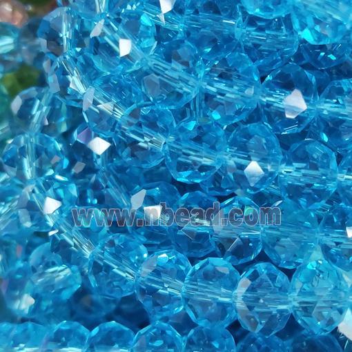 Aqua Chinese Crystal Glass Beads Faceted Rondelle