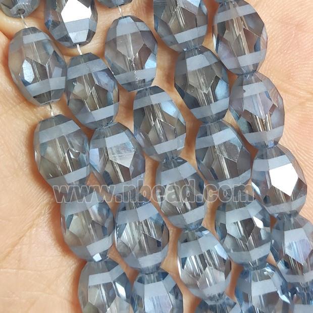 grayBlue Crystal Glass Beads Faceted Barrel