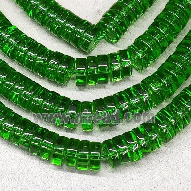 Green Crystal Glass Heishi Spacer Beads