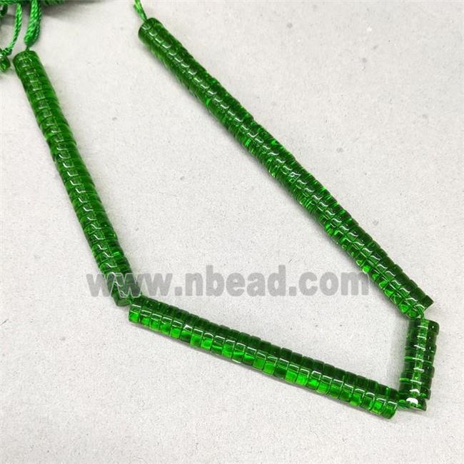 Green Crystal Glass Heishi Spacer Beads
