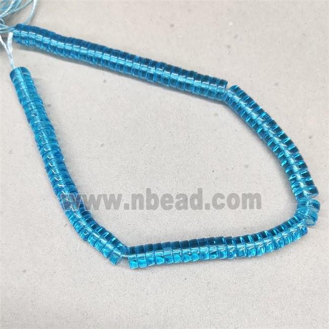 Blue Crystal Glass Heishi Spacer Beads