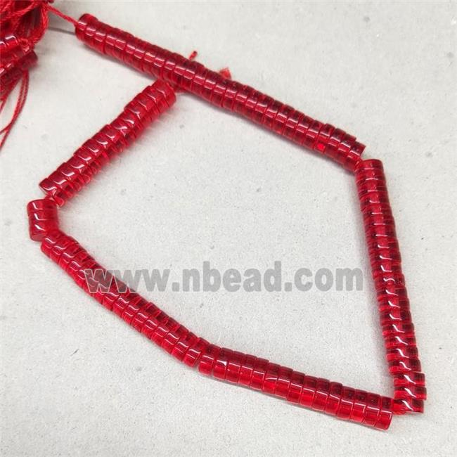 Red Crystal Glass Heishi Spacer Beads