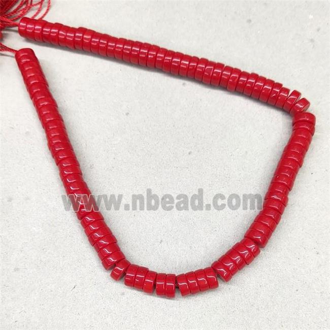 Red Jadeite Glass Heishi Spacer Beads