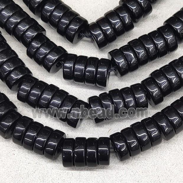 Black Jadeite Glass Heishi Spacer Beads