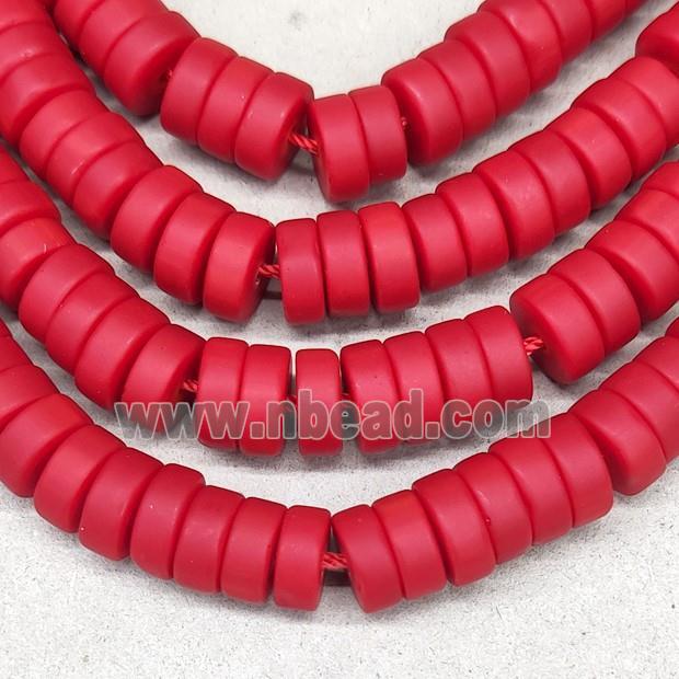 Red Jadeite Glass Heishi Spacer Beads Matte