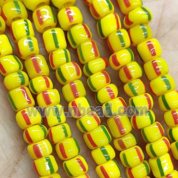 Yellow Lampwork Glass Rondelle Beads