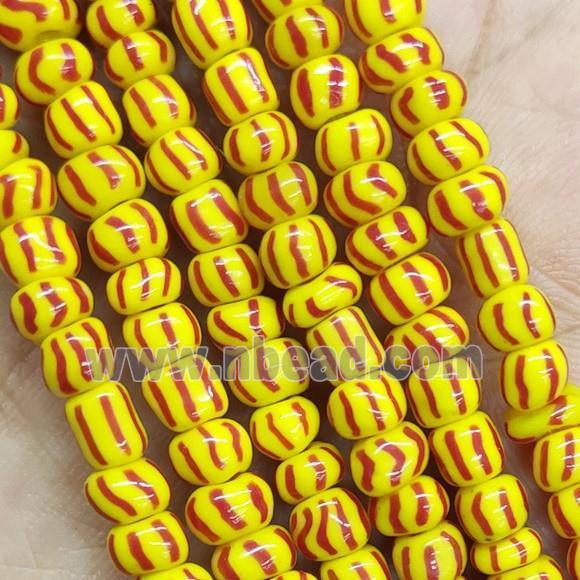 Yellow Lampwork Rondelle Beads