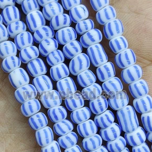 Blue Lampwork Rondelle Beads