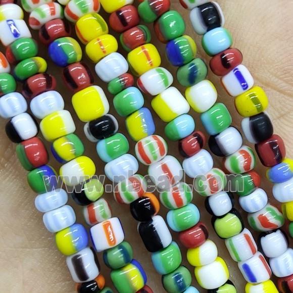 Mixed Color Lampwork Rondelle Beads